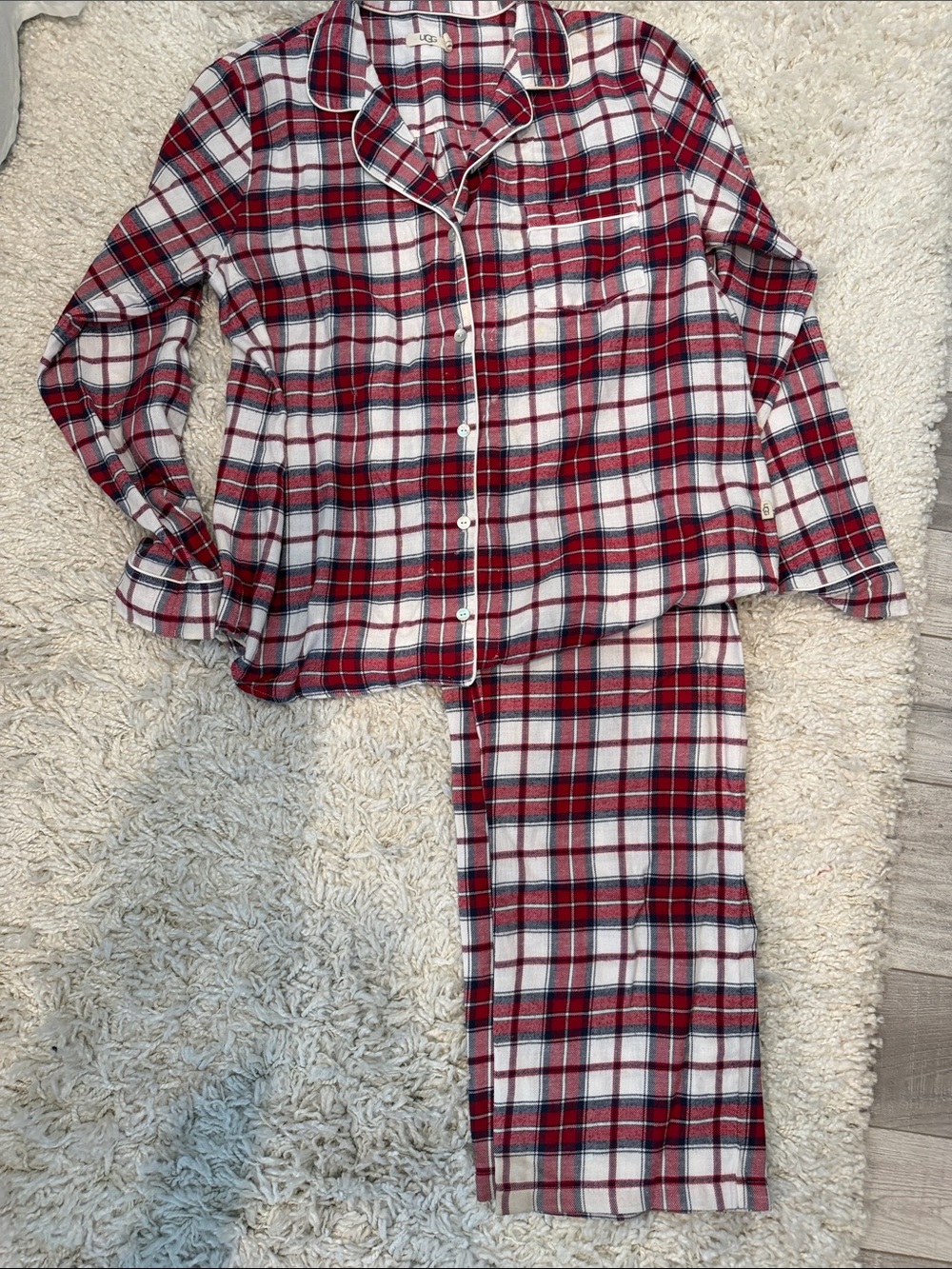 UGG Red Plaid Pajama Set - Classic Button-Up Top and Pants
